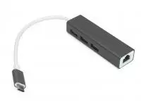 Адаптер Type-C на USB 3.0*3 + RJ45 серый