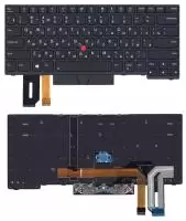 Клавиатура для ноутбука Lenovo ThinkPad E480, E485, черная с подсветкой