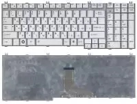 Клавиатура для ноутбука Toshiba Satellite P205-S6237, серебристая (шлейф по центру)
