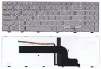 Клавиатура для ноутбука Dell Inspiron 15-7000, 15-7537 с подсветкой, серебристая (NSK-LG0BW)