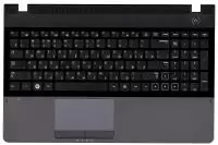 Клавиатура для ноутбука Samsung 300E5A, 305E5A, черная топ-панель темно-серая