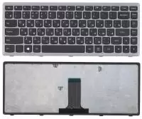 Клавиатура для ноутбука Lenovo Flex 14 G400s, черная с серой рамкой