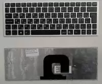 Клавиатура для ноутбука Sony Vaio VPC-YA, VPC-YB, черная, рамка серебряная