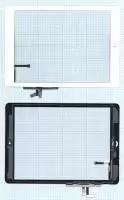 Сенсорное стекло (тачскрин) для Apple iPad Air (A1474, A1475, A1476), белое с кнопкой (OEM)