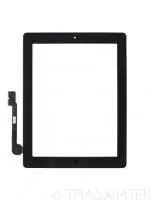 Тачскрин (сенсорное стекло) для планшета Apple iPad 4 (A1458, A1459, A1460) с кнопкой Home и клейкой лентой, черный, 9.7