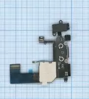Разъем зарядки для телефона Apple iPhone 5C, с разъемом гарнитуры, черный