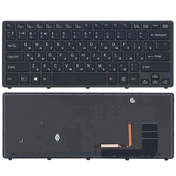 Клавиатура для ноутбука Sony Vaio SVF14N Flip, черная, с рамкой, с подсветкой