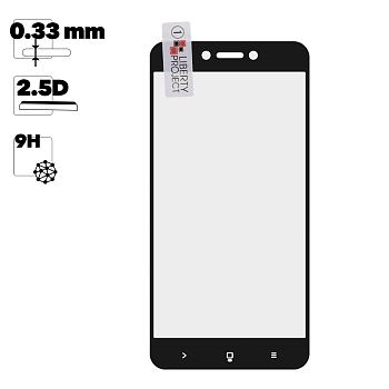 Защитное стекло "LP" для Xiaomi Redmi Go Thin Frame Full Glue с рамкой 0.33 мм, 2.5D, 9H, черное