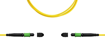 Сборка кабельная TopLan MPO-MPO, 12 волокон OS2, тип B (Key Up-Key Up), низкие потери, LSZH, 100 м, желтая