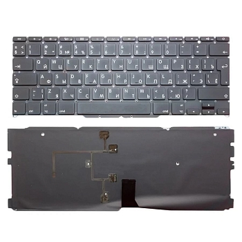 Клавиатура для ноутбука Apple MacBook A1370, A1465, черная, большой Enter, с подсветкой