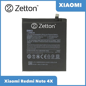 Аккумулятор (батарея) Zetton для телефона Xiaomi Redmi Note 4X 4100 mAh аналог BM43