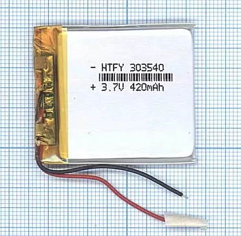 Аккумуляторная батарея Li-Pol (3x35x40мм), 2pin, 3.7В, 420мАч
