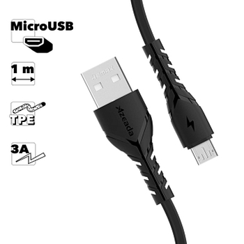 USB кабель Remax Azeada Wing PD-B47m MicroUSB, 3A, 1 метр, TPE, черный