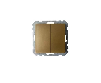 Выключатель 3-контактный, двухклавишный 45х45, бронза LANMASTER, LAN-EC45x45-S22-BRZ