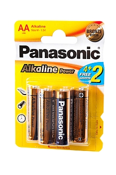 Батарейка (элемент питания) Panasonic Alkaline Power LR6APB/6BP LR6 BL6, 1 штука