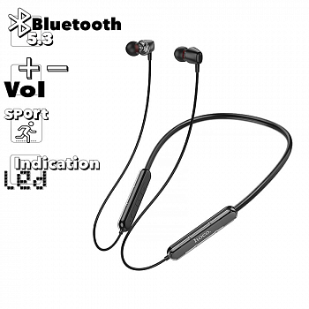 Bluetooth гарнитура HOCO ES65 Dream BT5.3, внутриканальная, громкость +/-, спорт (черный)