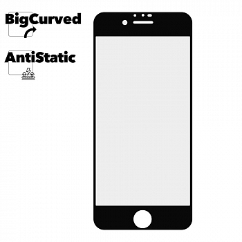 Защитное стекло для iPhone SE 2, 8, 7 Super max Anti-static big curved glass (черное)
