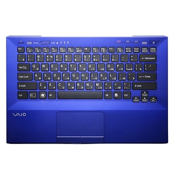 Клавиатура для ноутбука Sony Vaio VPC-SB, VPC-SD, черная, верхняя панель в сборе, синяя