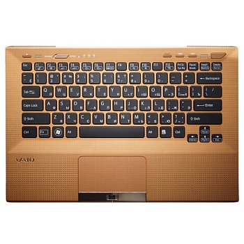 Клавиатура для ноутбука Sony Vaio VPC-SB, VPC-SD, черная, верхняя панель в сборе (золотая)