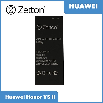 Аккумулятор (батарея) Zetton для телефона Huawei Honor Y5 II 2200 mAh, Li-Ion аналог HB4342A1RBC