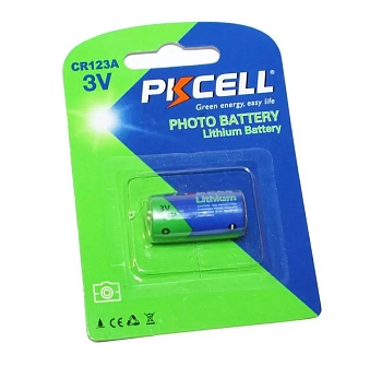 Батарейка (литиевый элемент питания) PKCELL, CR123A-1B, 1 шт в блистере