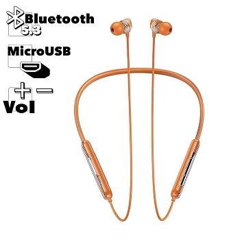 Bluetooth гарнитура HOCO ES65 Dream BT5.3, внутриканальная, громкость +/-, спорт (оранжевый)