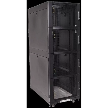 Шкаф LANMASTER DCS 42U 600x1070 мм, с перфорированными дверьми, без боковых панелей, черный, LAN-DC-CBP-42Ux6x10, 2 ЧАСТИ