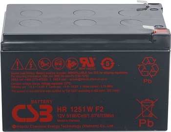 Аккумуляторная батарея CSB HR 1251W, F2, 12В, 12Ач