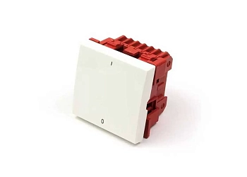 Выключатель 3-контактный, одноклавишный 45х45, белый LANMASTER, LAN-EC45x45-S12-WH