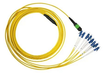Сборка кабельная TopLan MPO-12LC, 12 волокон OS2, низкие потери, LSZH, 10 м, желтая