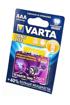 Батарейка (элемент питания) Varta Longlife 4103 LR03 BL4, 1 штука