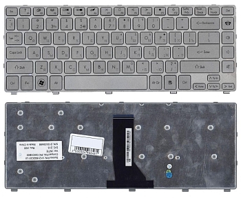 Клавиатура для ноутбука Acer Aspire 3830, 3830G, 3830T, 3830TG, 4830, 4830G, 4830T, 4830TG, серебристая