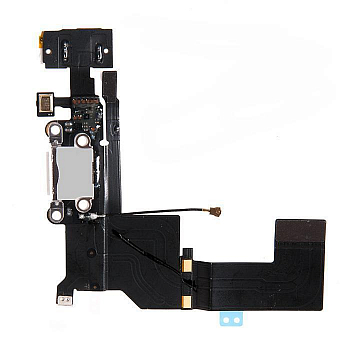 Разъем зарядки для телефона Apple iPhone 5S с разъемом гарнитуры, микрофоном и антенной, белый