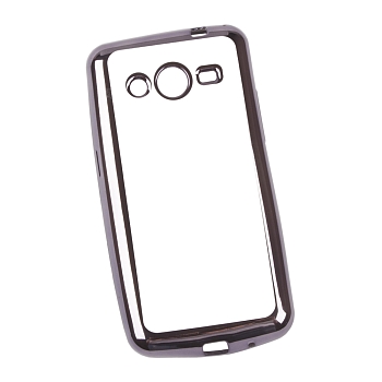 Чехол силиконовый "LP" для Samsung Galaxy Core 2 TPU (прозрачный с черной хром рамкой) (европакет)