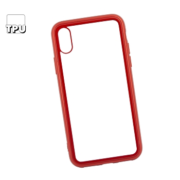 Чехол для Apple iPhone X, XS REMAX Shield Series Case прозрачное стеко с рамкой, красный