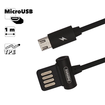 USB кабель Remax Waist Drum Series Cable RC-082m MicroUSB круглый пластиковые разьемы, черный