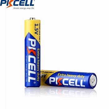 Батарейка (солевой элемент питания) PKCELL, 1, 5 В, мезинчиковая, AАА R03P-4B , 4 шт в блистере