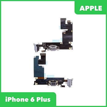 Разъем зарядки для телефона Apple iPhone 6 Plus с разъемом гарнитуры, микрофоном и антенной, серый