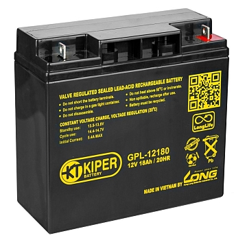 Аккумуляторная батарея Kiper GPL-12180, 12В, 18Ач
