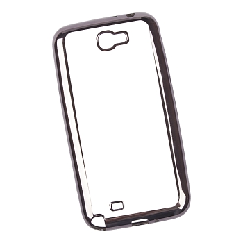 Чехол силиконовый "LP" для Samsung Galaxy Note 2 TPU (прозрачный с черной хром рамкой) (европакет)