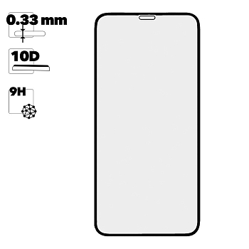 Защитное стекло для Apple iPhone X, XS Tempered Glass 10D, черное (ударопрочное)