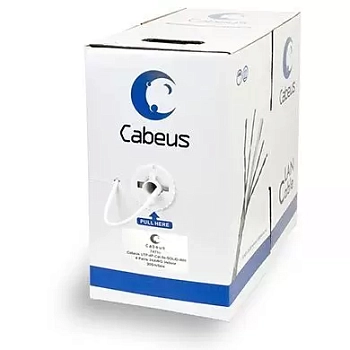 Cabeus UTP-4P-Cat.5e-SOLID-WH Кабель витая пара UTP (U/UTP), категория 5e, 4 пары 0, 51мм (24 AWG), одножильный, белый (305 м), системная гарантия 25 л