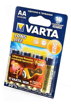 Батарейка (элемент питания) Varta Longlife 4106 LR6 BL4, 1 штука