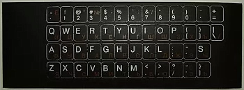 Наклейка на клавиатуру, русский, латинский шрифт на черной подложке