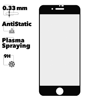 Защитное стекло Mr.cat для iPhone SE 2, 8, 7 Anti-Static, Plasma Spraying черное (ударопрочное)