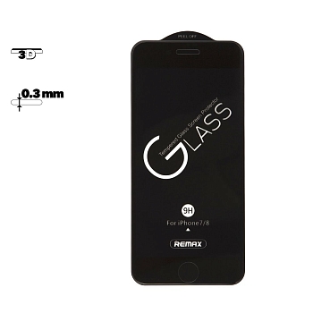 Защитное стекло Remax Medicine Glass GL-27 для телефона Apple iPhone 7, 8 с рамкой, черное