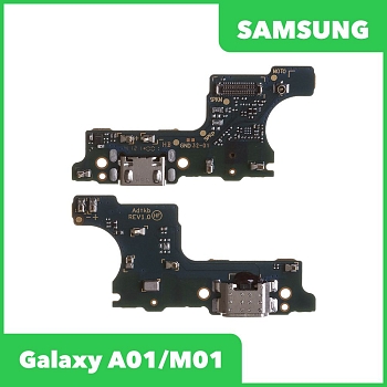 Разъем зарядки для телефона Samsung Galaxy A01, M01 SM-A015, M015, микрофон (узкий коннектор) оригинал