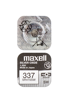 Батарейка (элемент питания) Maxell SR416SW 337 (0%Hg), 1 штука