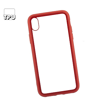 Чехол для Apple iPhone XR REMAX Shield Series Case прозрачное стеко с рамкой, красный