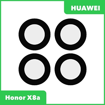 Стекло задней камеры для Huawei Honor X8a (CRT-LX1) (без рамки) (черный)